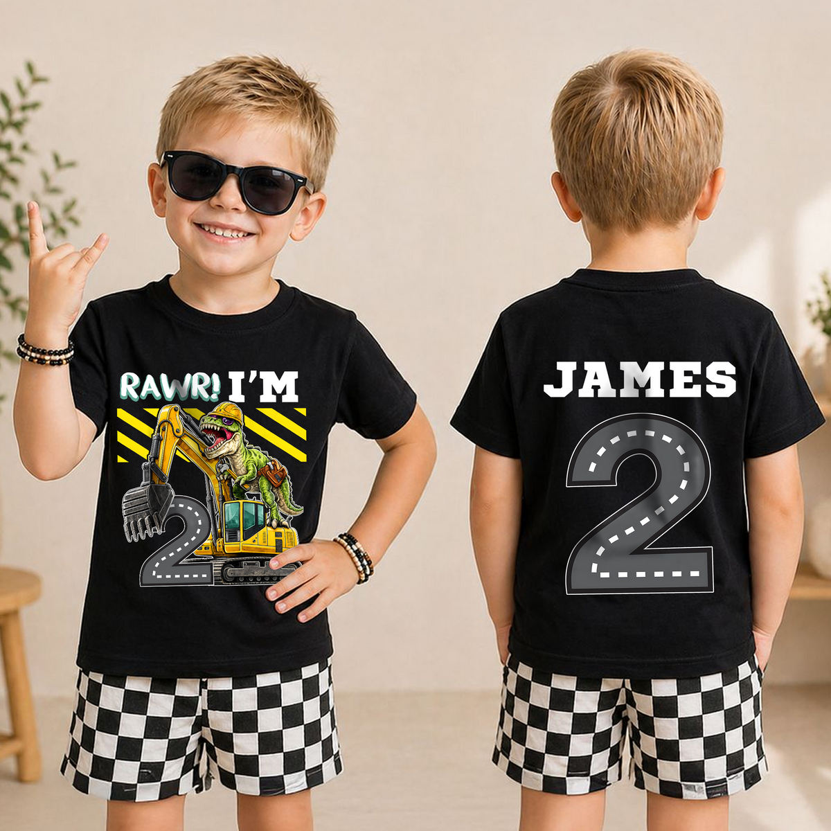 Toddler Personalized I'm 2 and Digging It Birthday Outfit Boy — product view 3