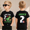 Custom Name Two Rex Birthday Outfit Boy, Dinosaur — product view 1