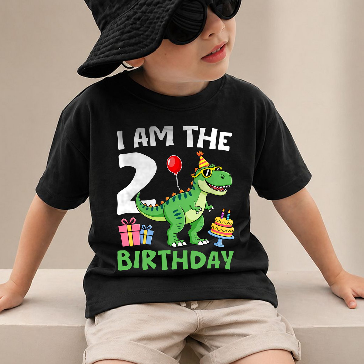 Custom Name Two Rex Birthday Outfit Boy, Dinosaur — product view 2