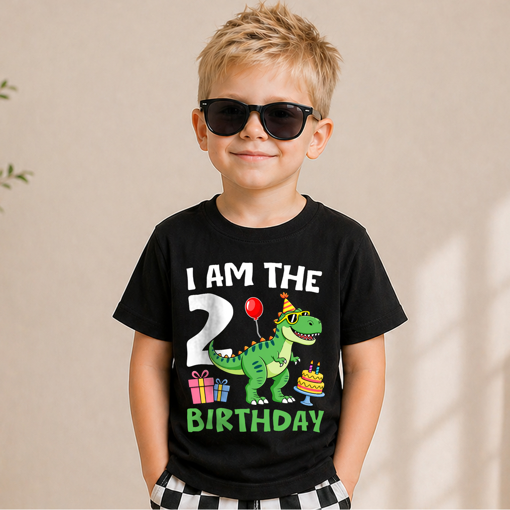 Custom Name Two Rex Birthday Outfit Boy, Dinosaur — product view 5