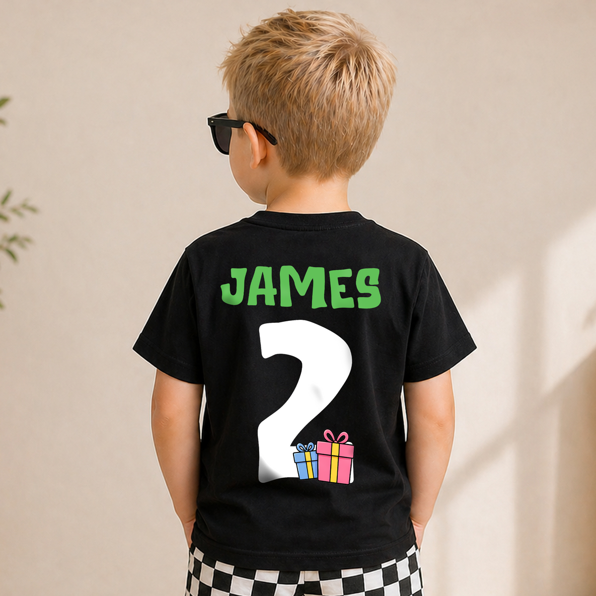 Custom Name Two Rex Birthday Outfit Boy, Dinosaur — product view 6