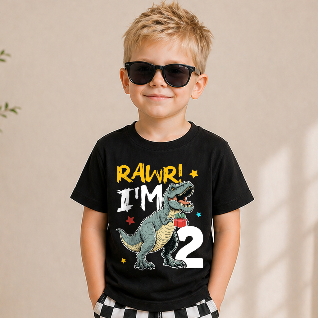 Custom Rawr I'm 2 Birthday Outfit Boy, Dinosaur — product view 5