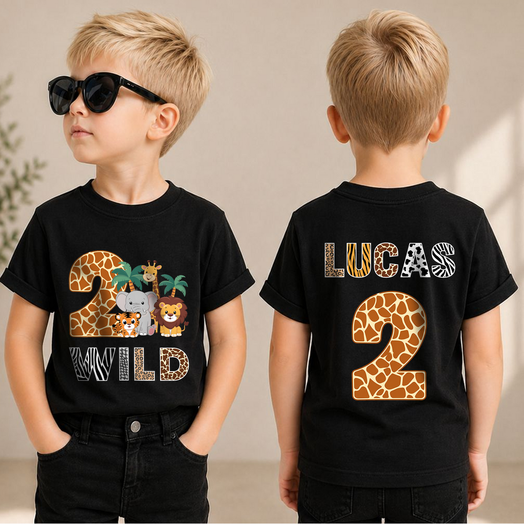 Toddler Personalized 2 Wild 2nd Birthday Shirt for Boys — product view 1