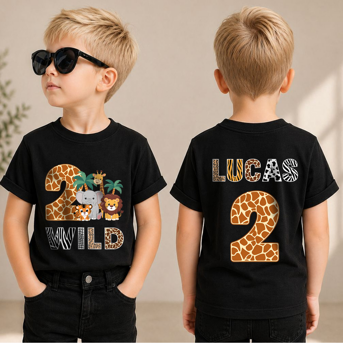 Toddler Personalized 2 Wild 2nd Birthday Shirt for Boys — product view 1