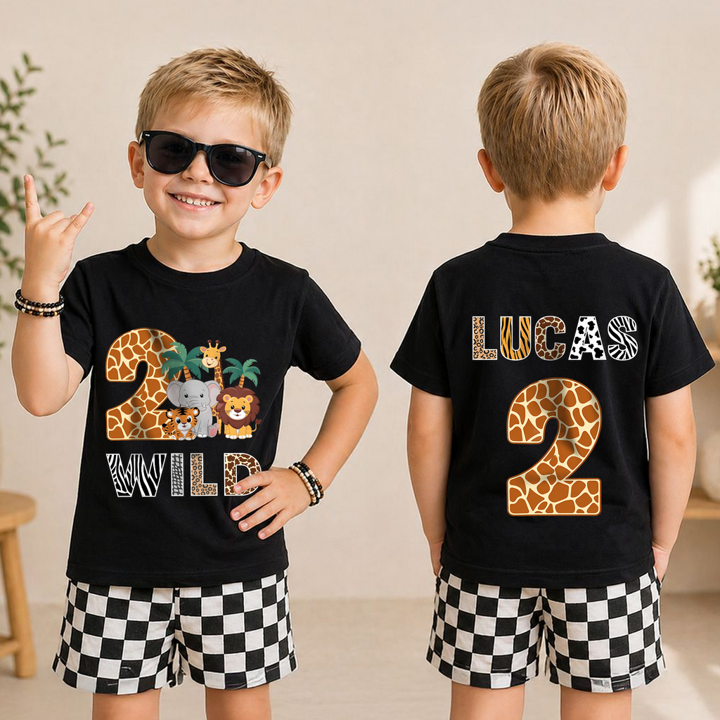 Toddler Personalized 2 Wild 2nd Birthday Shirt for Boys — product view 3