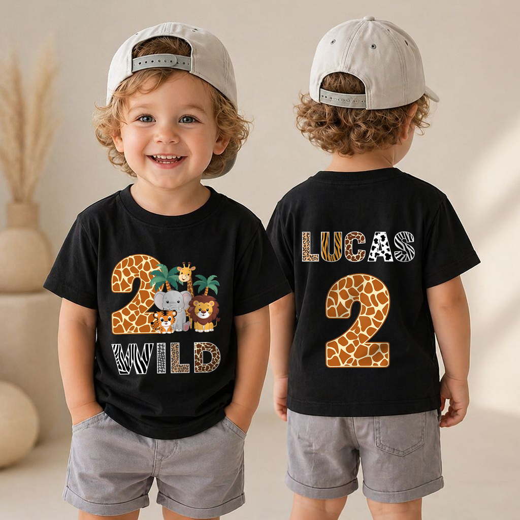 Toddler Personalized 2 Wild 2nd Birthday Shirt for Boys — product view 4