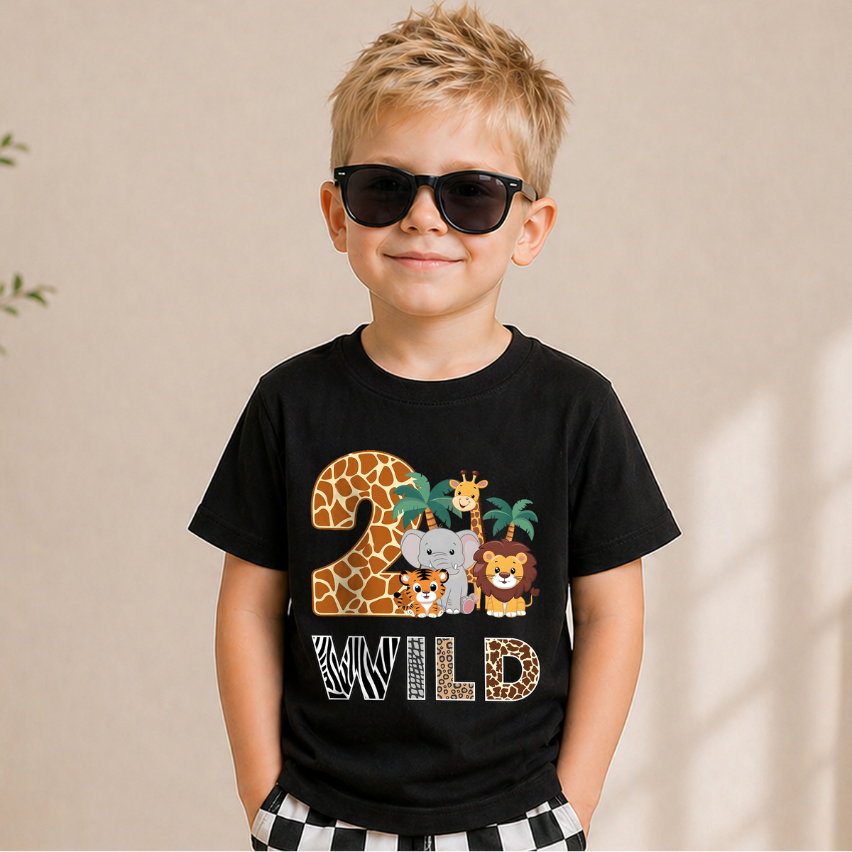 Toddler Personalized 2 Wild 2nd Birthday Shirt for Boys — product view 5