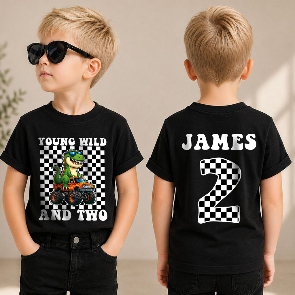 Boys Custom Young Wild and Two Birthday Outfit Boy — product view 1