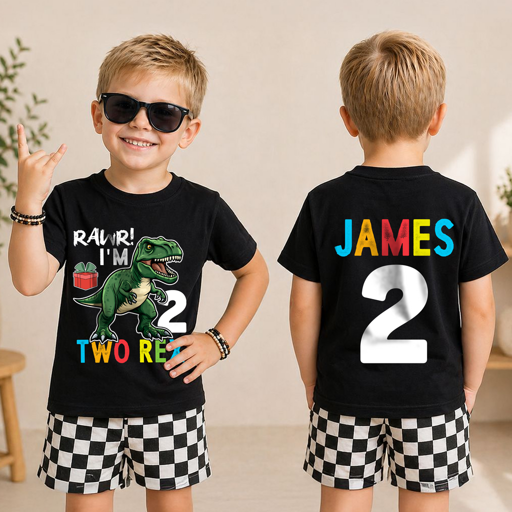 Toddler Personalized Rawr I'm 2 Two Rex Birthday Outfit Boy — product view 3