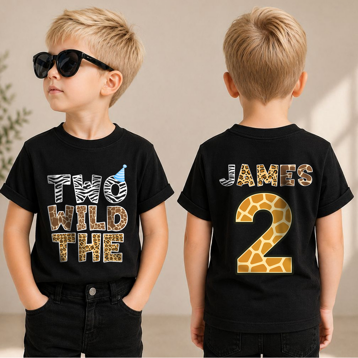 Boys Personalized Two Wild 2nd Birthday Shirt for Boys — product view 1
