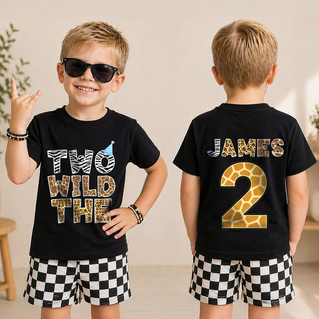 Boys Personalized Two Wild 2nd Birthday Shirt for Boys — product view 3