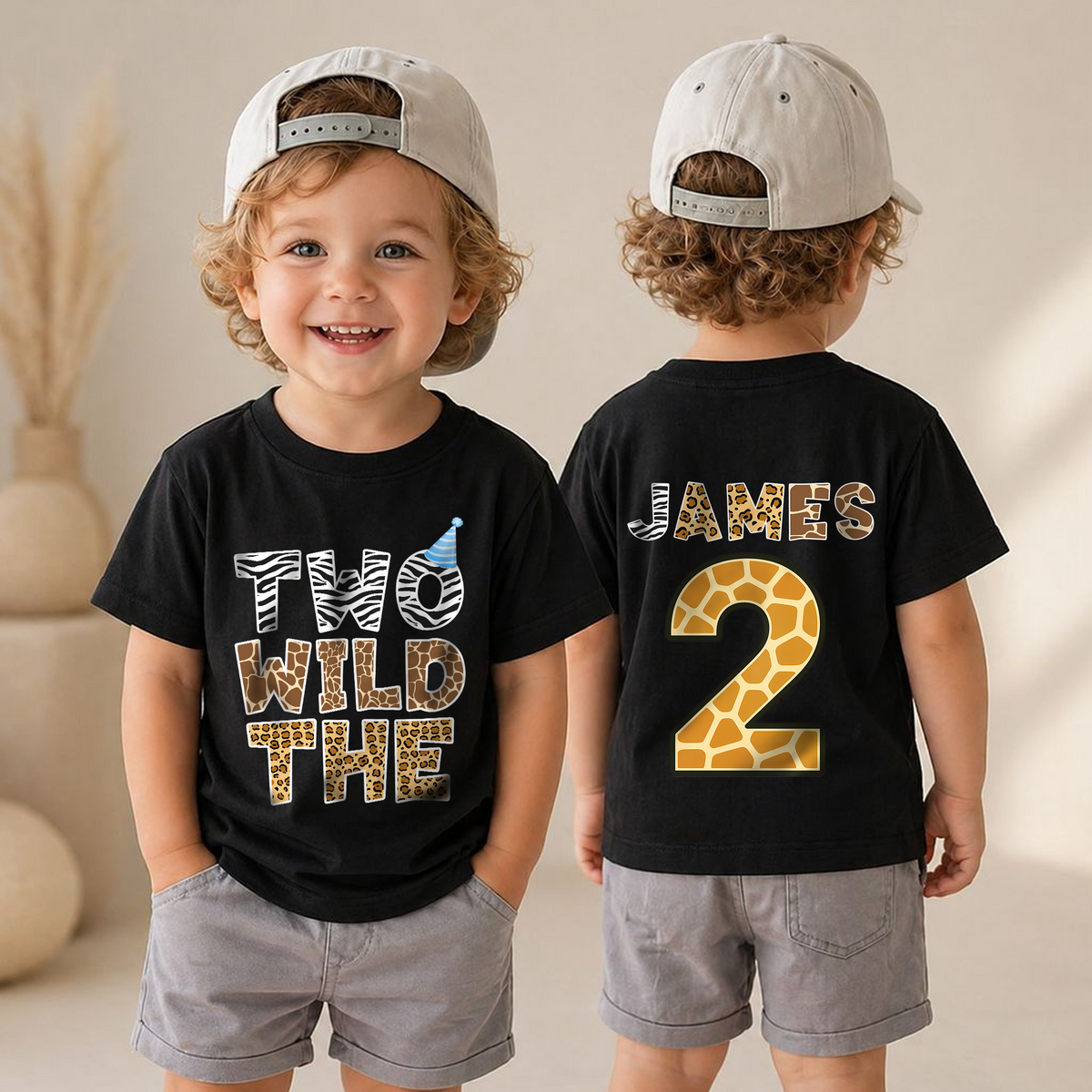 Boys Personalized Two Wild 2nd Birthday Shirt for Boys — product view 4