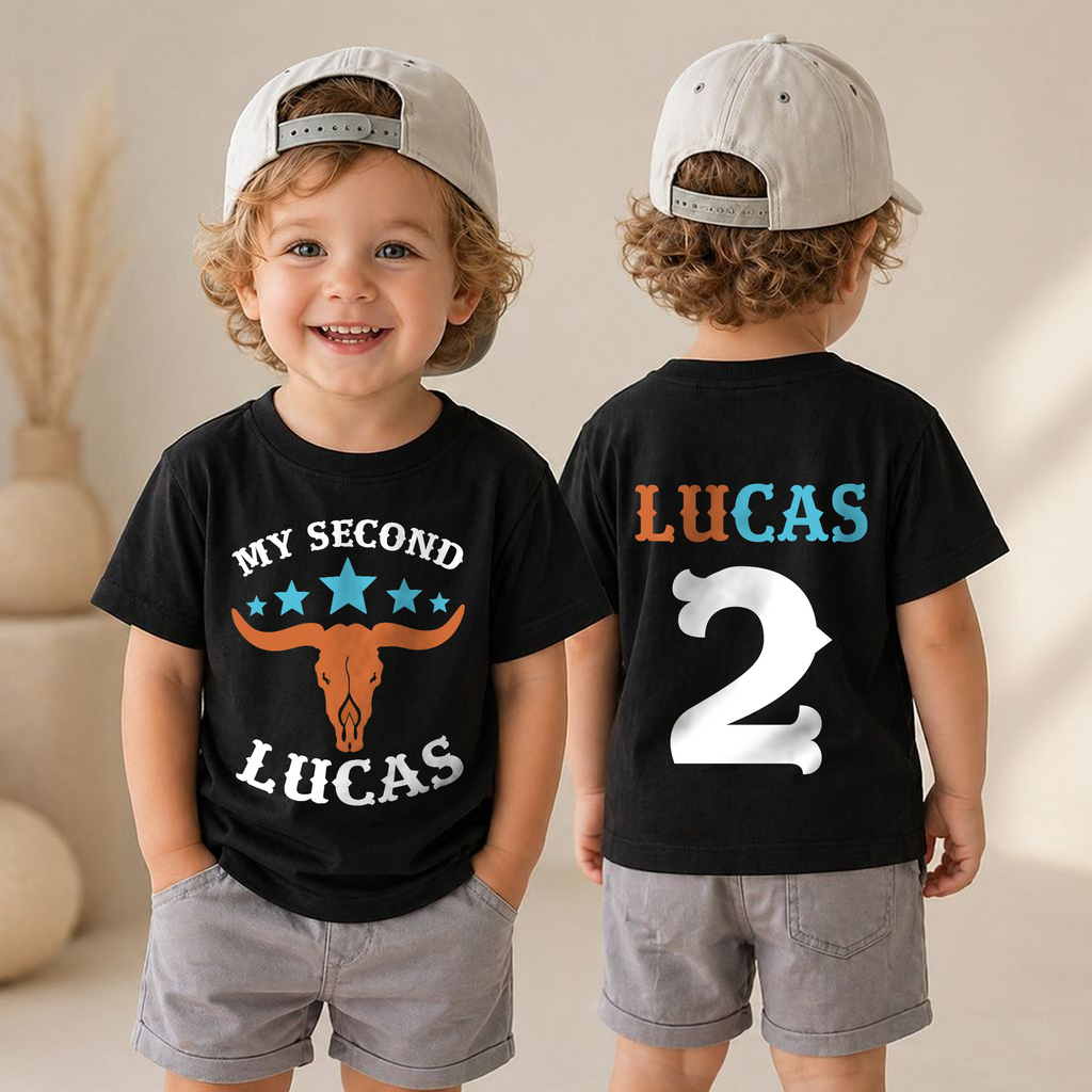 Custom My Second Rodeo 2nd Birthday Shirt for Boys, Cowboy — product view 4