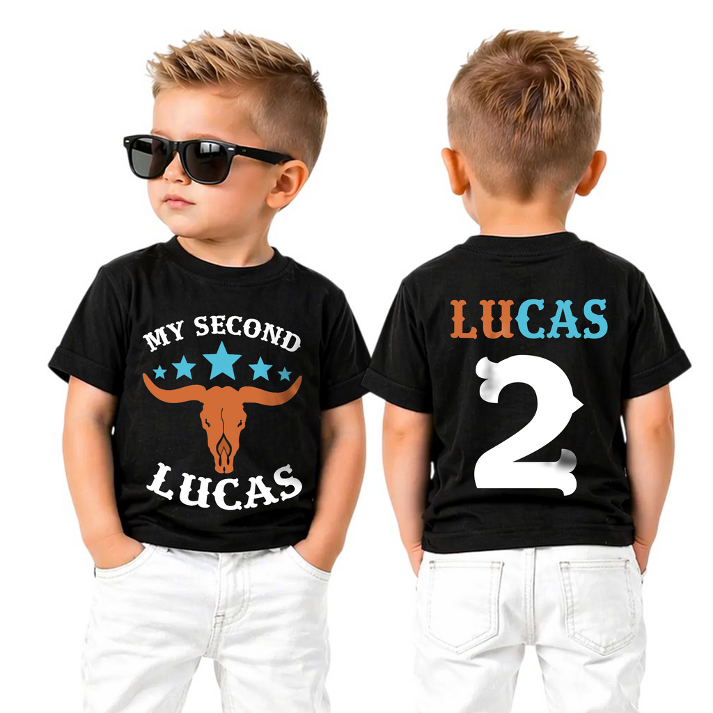 Custom My Second Rodeo 2nd Birthday Shirt for Boys, Cowboy — product view 5