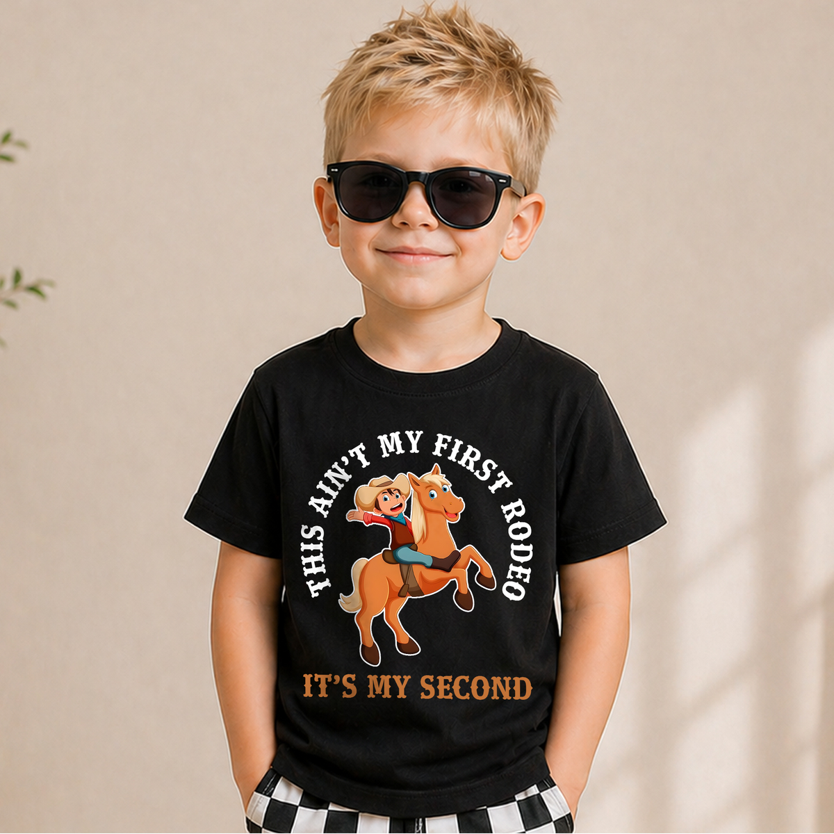 Boys Custom My Second Rodeo 2nd Birthday Shirt, Custom Name — product view 6