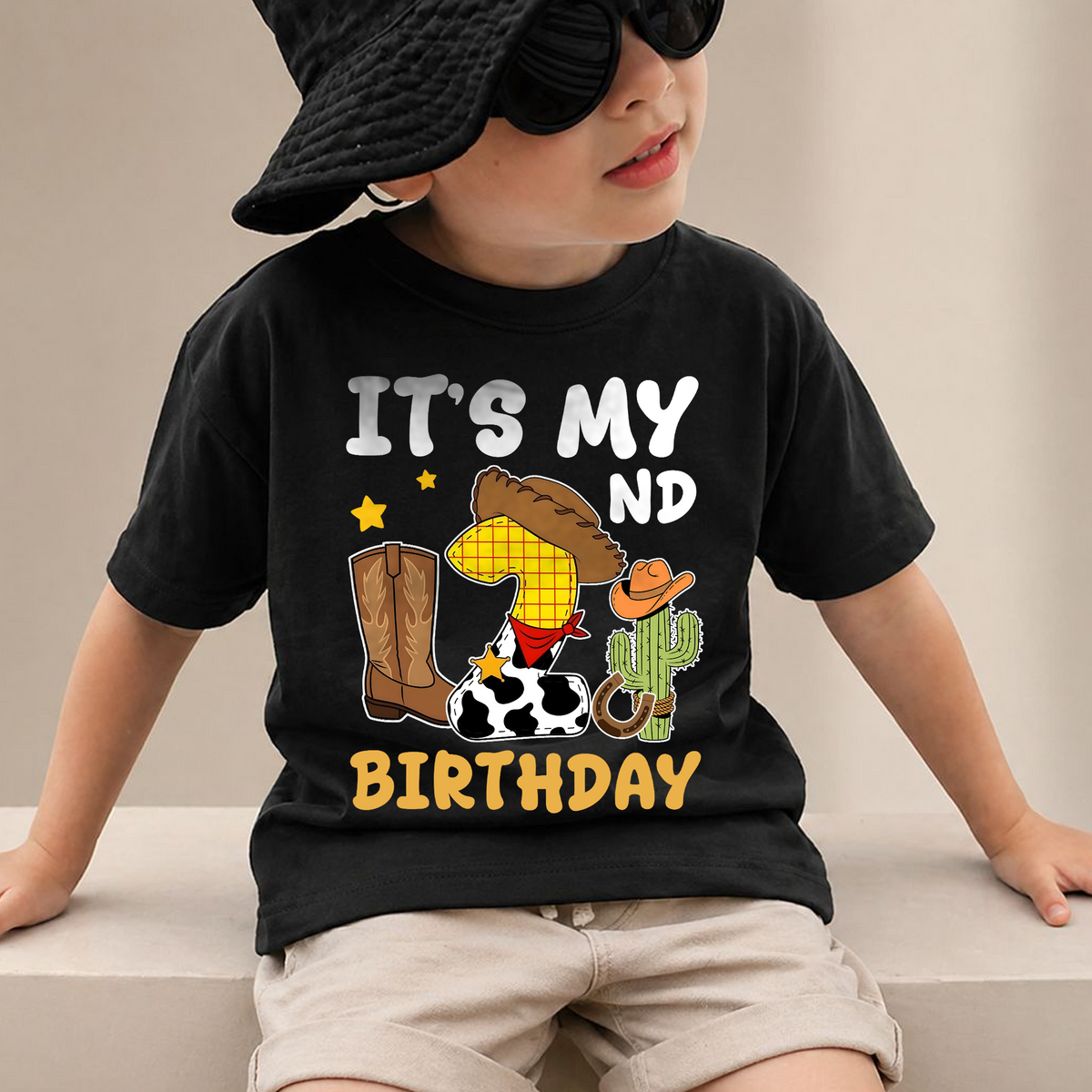 Boys Personalized Little Cowboy 2nd Birthday Shirt for Boys — product view 2
