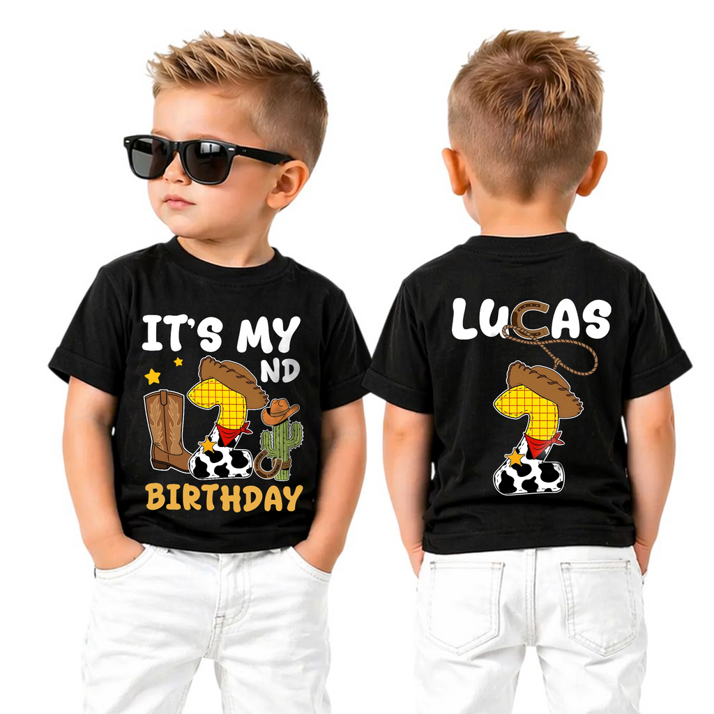 Boys Personalized Little Cowboy 2nd Birthday Shirt for Boys — product view 5
