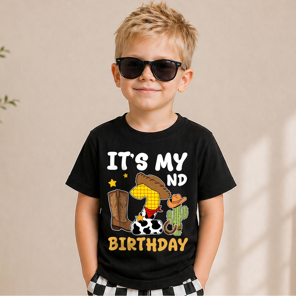 Boys Personalized Little Cowboy 2nd Birthday Shirt for Boys — product view 6