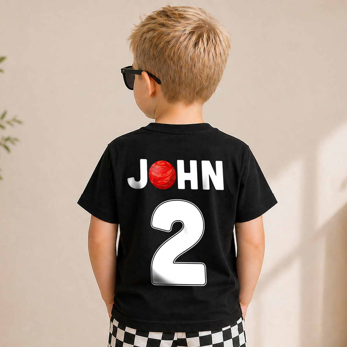 Custom Name Space Birthday Shirt for Boys, Toddler Tee — product view 2