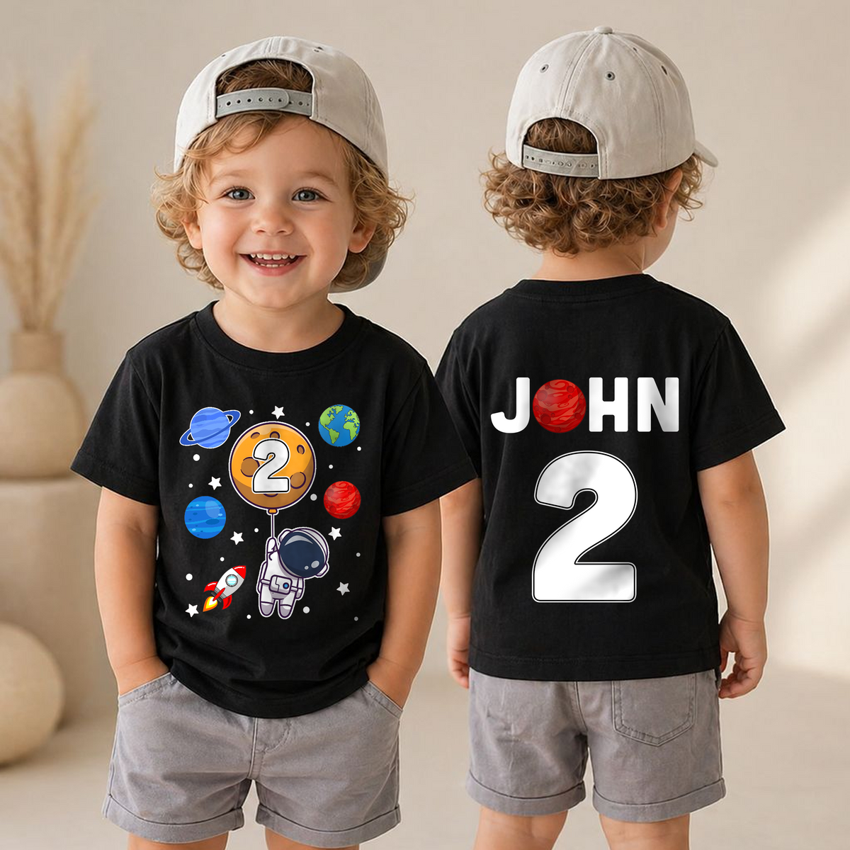 Custom Name Space Birthday Shirt for Boys, Toddler Tee — product view 6