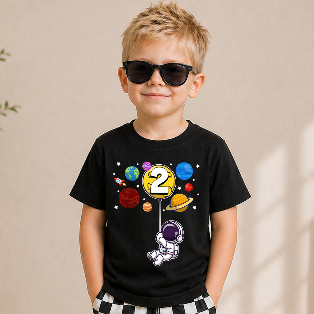 Custom Space Birthday Shirt for Boys, Toddler Tee — product view 1