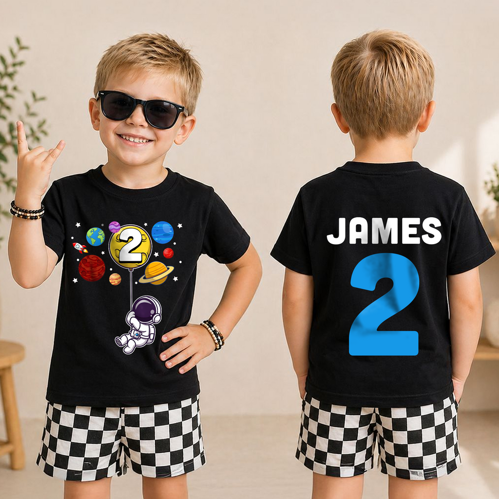 Custom Space Birthday Shirt for Boys, Toddler Tee — product view 5