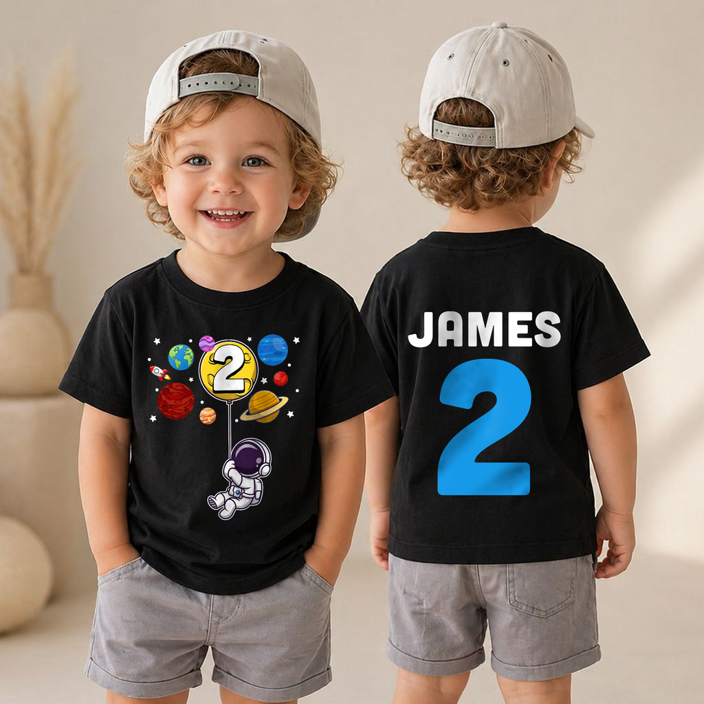 Custom Space Birthday Shirt for Boys, Toddler Tee — product view 6