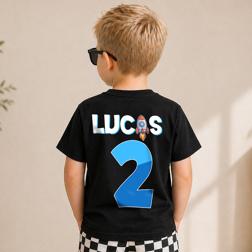 Boys Custom Space Birthday Shirt for Boys — product view 2