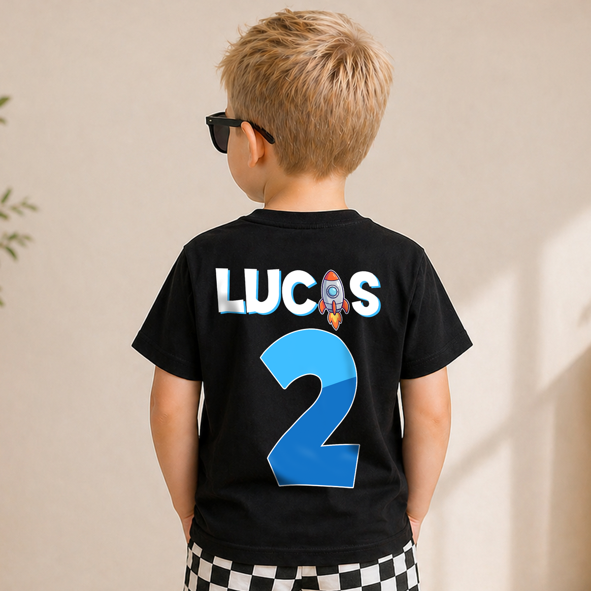 Boys Custom Space Birthday Shirt for Boys — product view 2