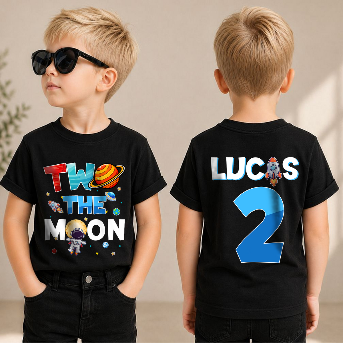 Boys Custom Space Birthday Shirt for Boys — product view 3