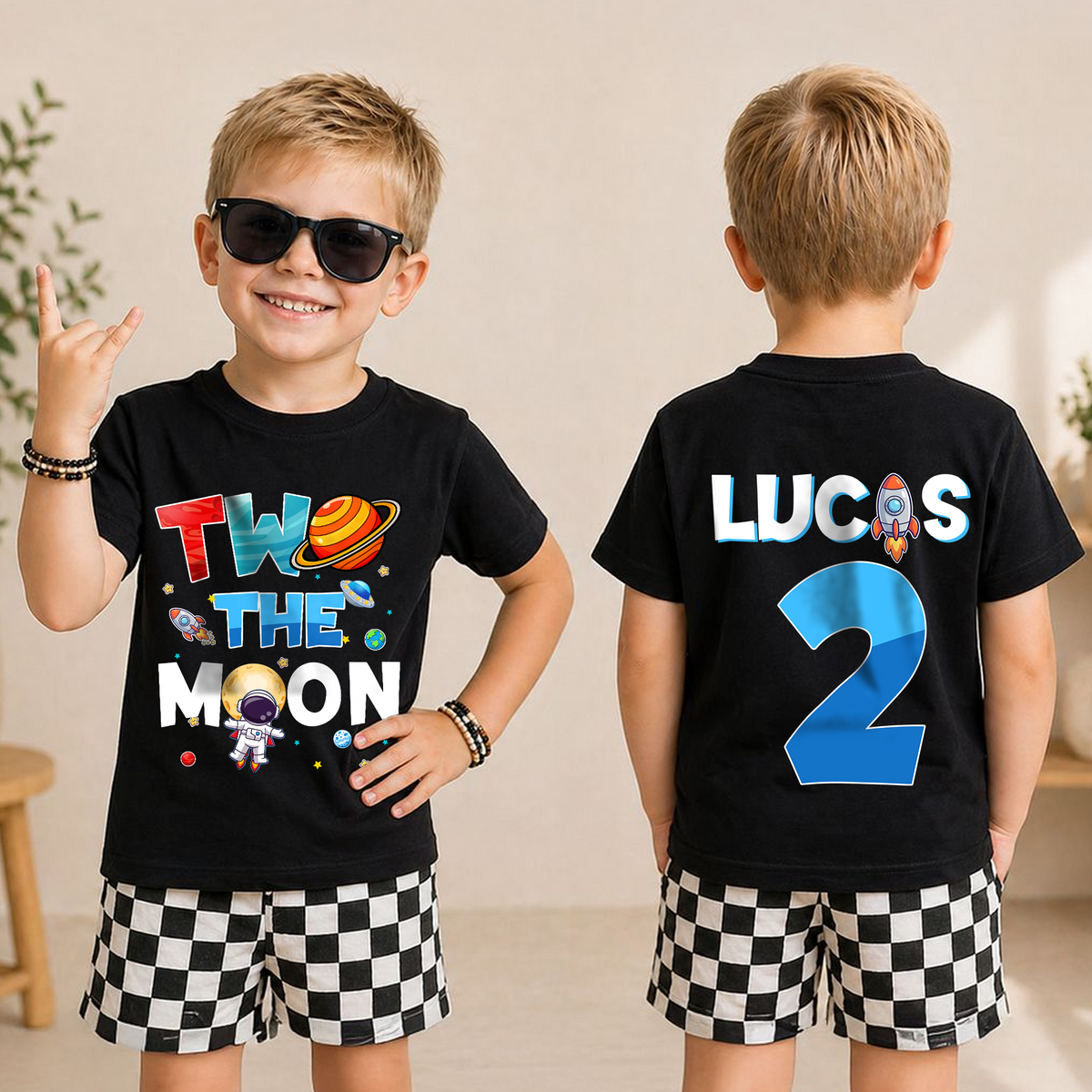 Boys Custom Space Birthday Shirt for Boys — product view 5