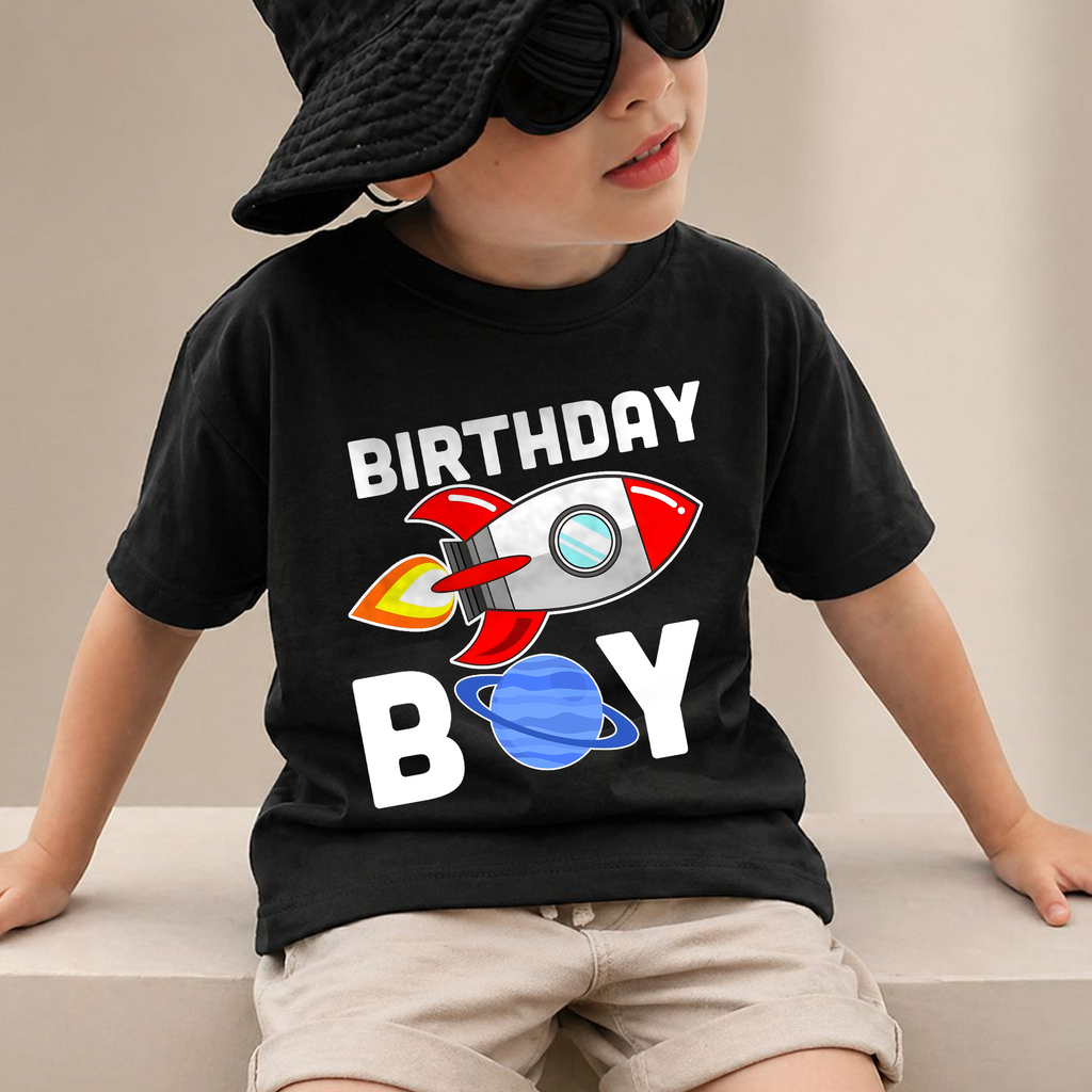 Toddler Personalized Space Birthday Shirt for Boys — product view 4