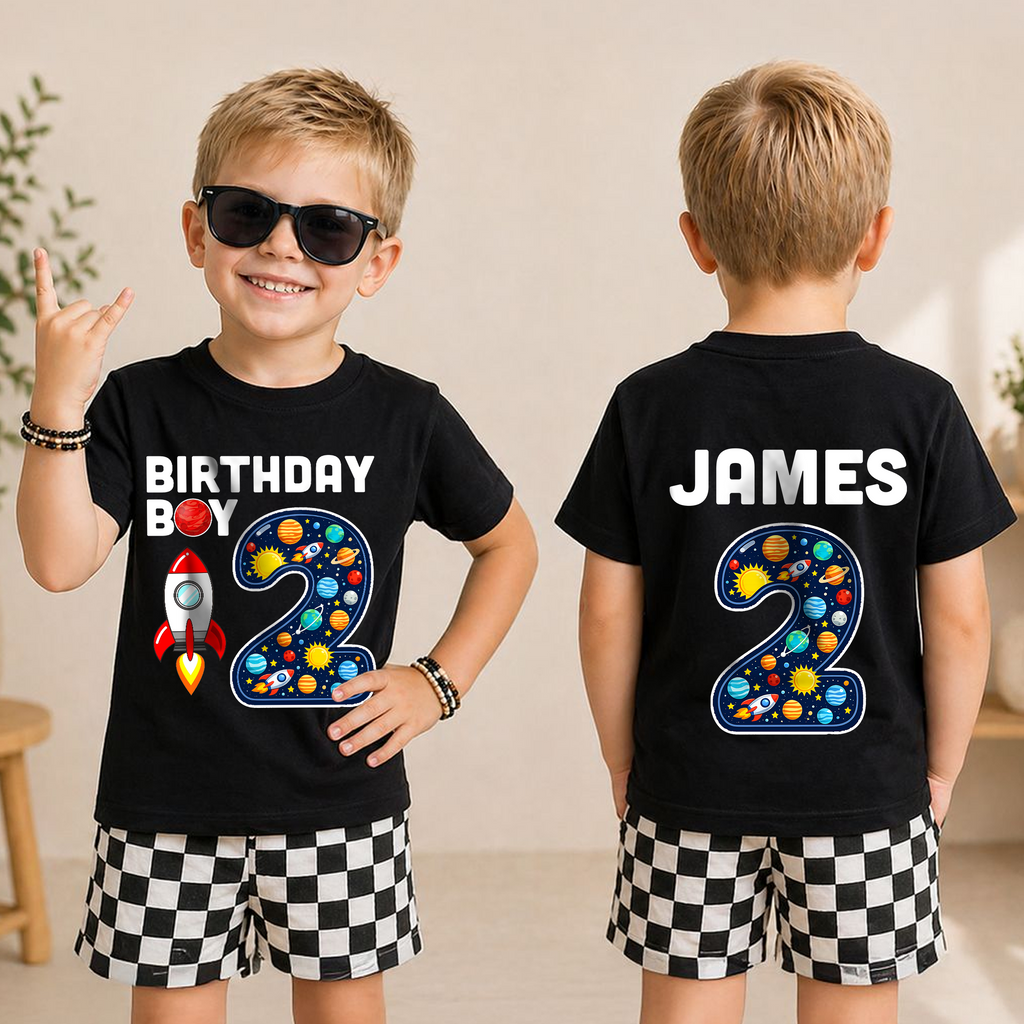 Boys Personalized Space Birthday Shirt for Boys — product view 5