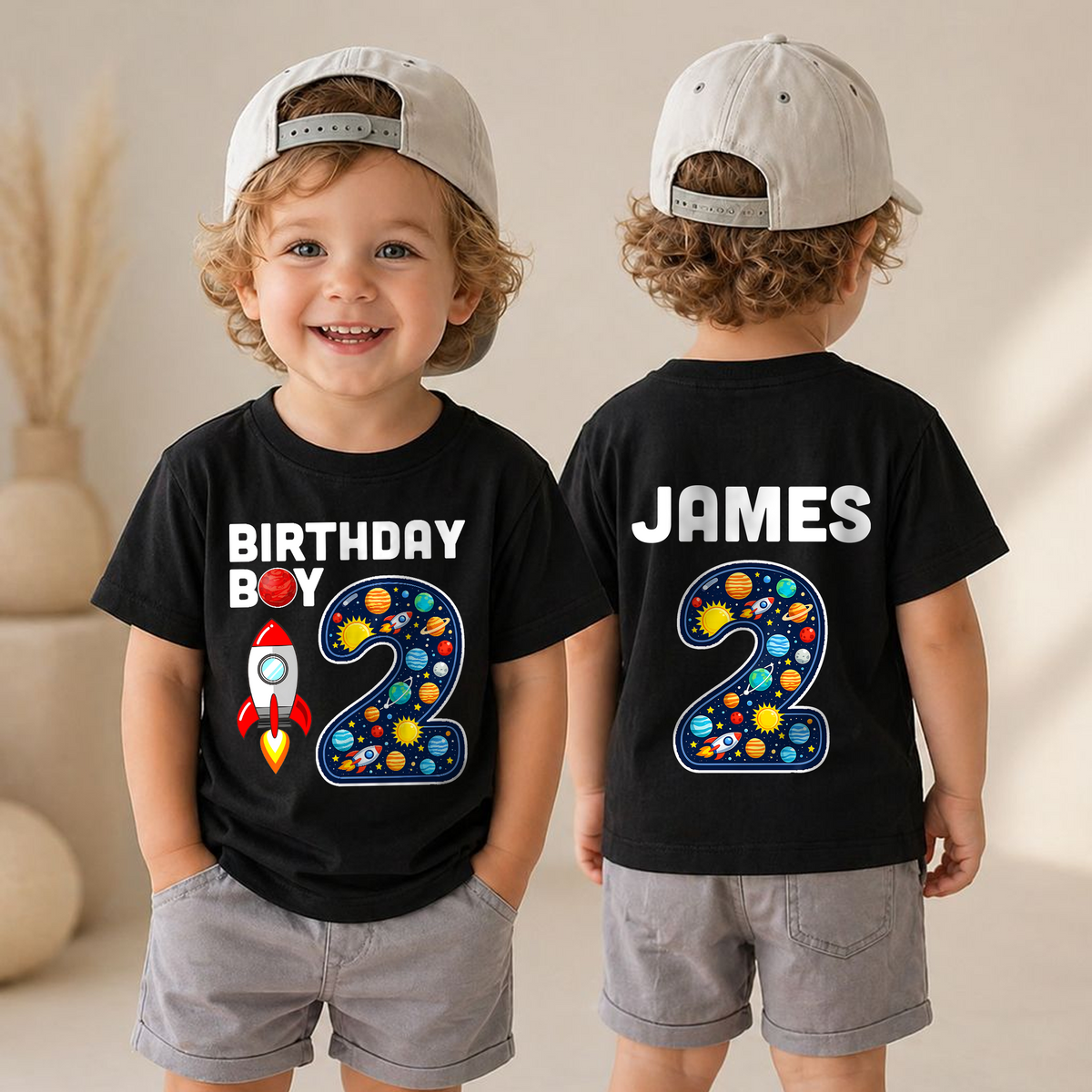 Boys Personalized Space Birthday Shirt for Boys — product view 6