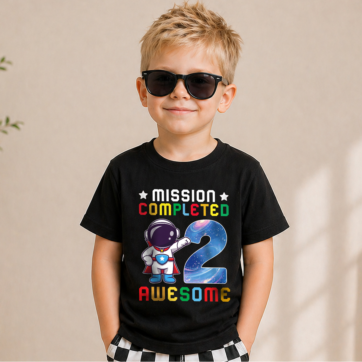 Personalized 2nd Birthday Space Shirt, Custom Name — product view 1