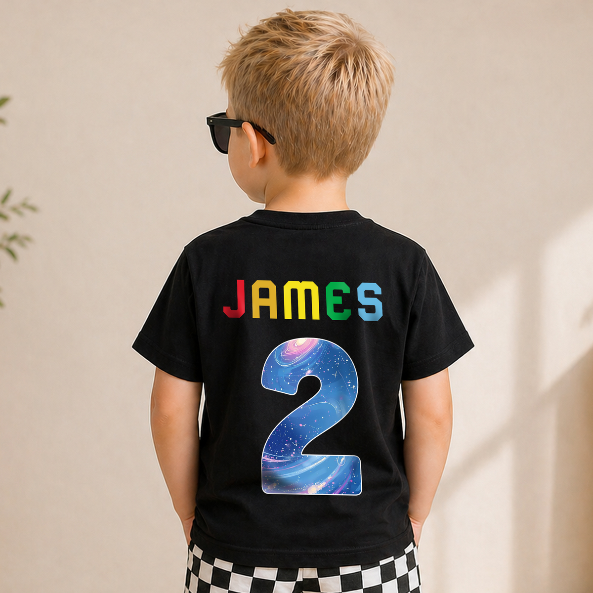 Personalized 2nd Birthday Space Shirt, Custom Name — product view 2