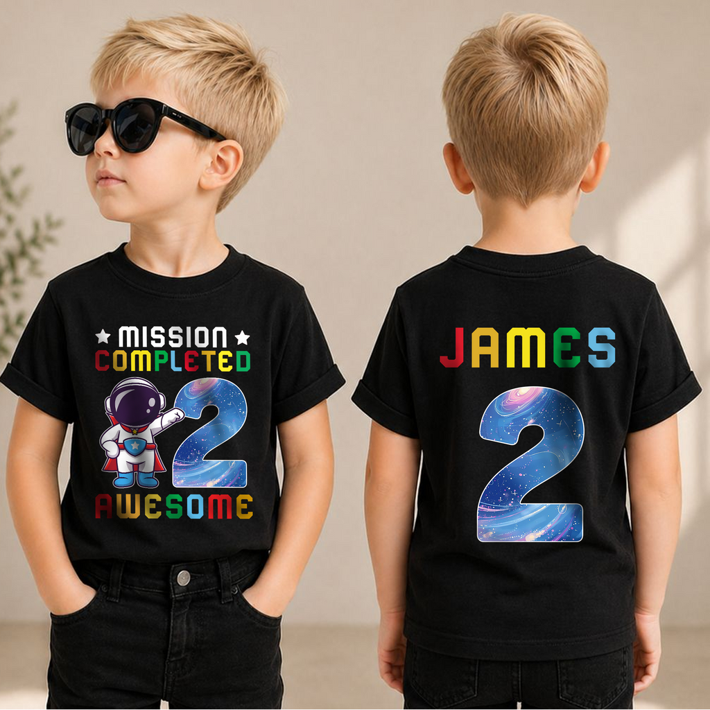 Personalized 2nd Birthday Space Shirt, Custom Name — product view 3