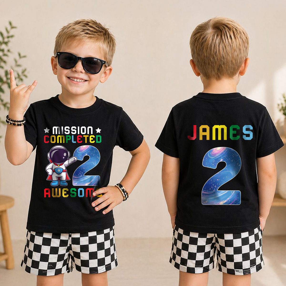 Personalized 2nd Birthday Space Shirt, Custom Name — product view 5
