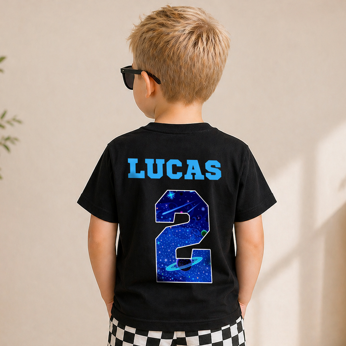 Custom Name 2nd Birthday Space Shirt, Toddler Tee — product view 2