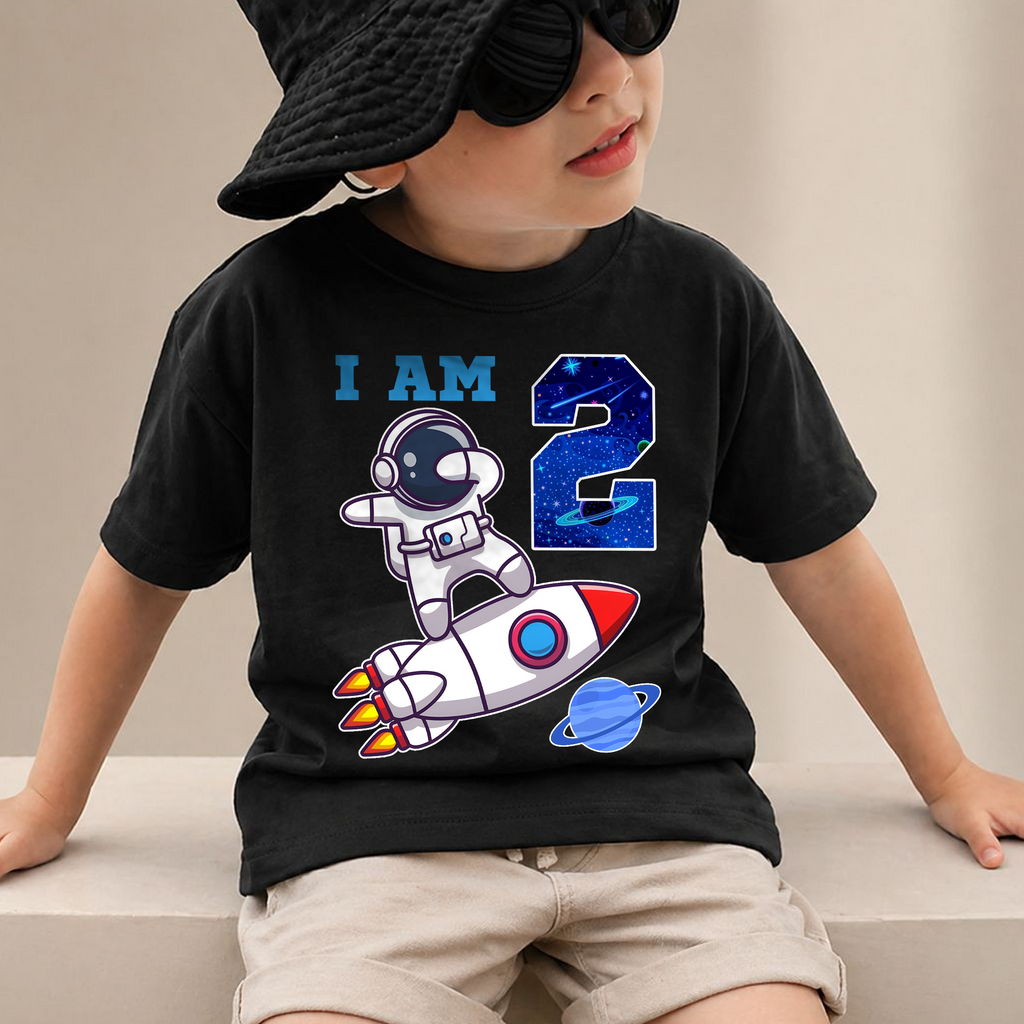Custom Name 2nd Birthday Space Shirt, Toddler Tee — product view 4