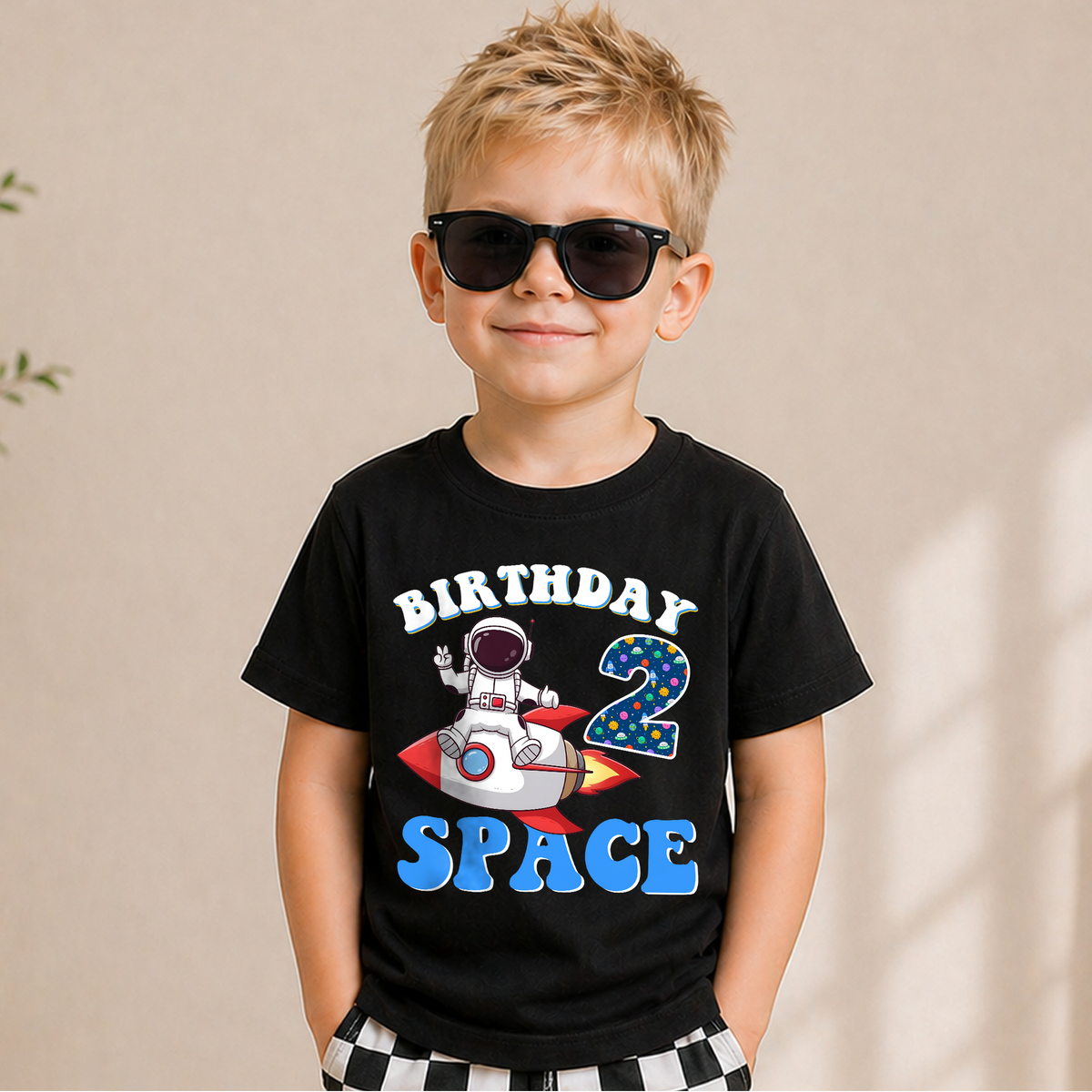 Custom 2nd Birthday Space Shirt, Toddler Tee — product view 1