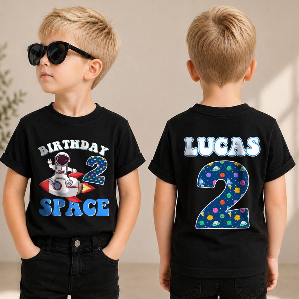 Custom 2nd Birthday Space Shirt, Toddler Tee — product view 3
