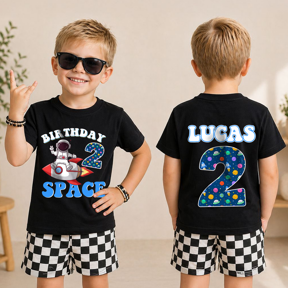 Custom 2nd Birthday Space Shirt, Toddler Tee — product view 5