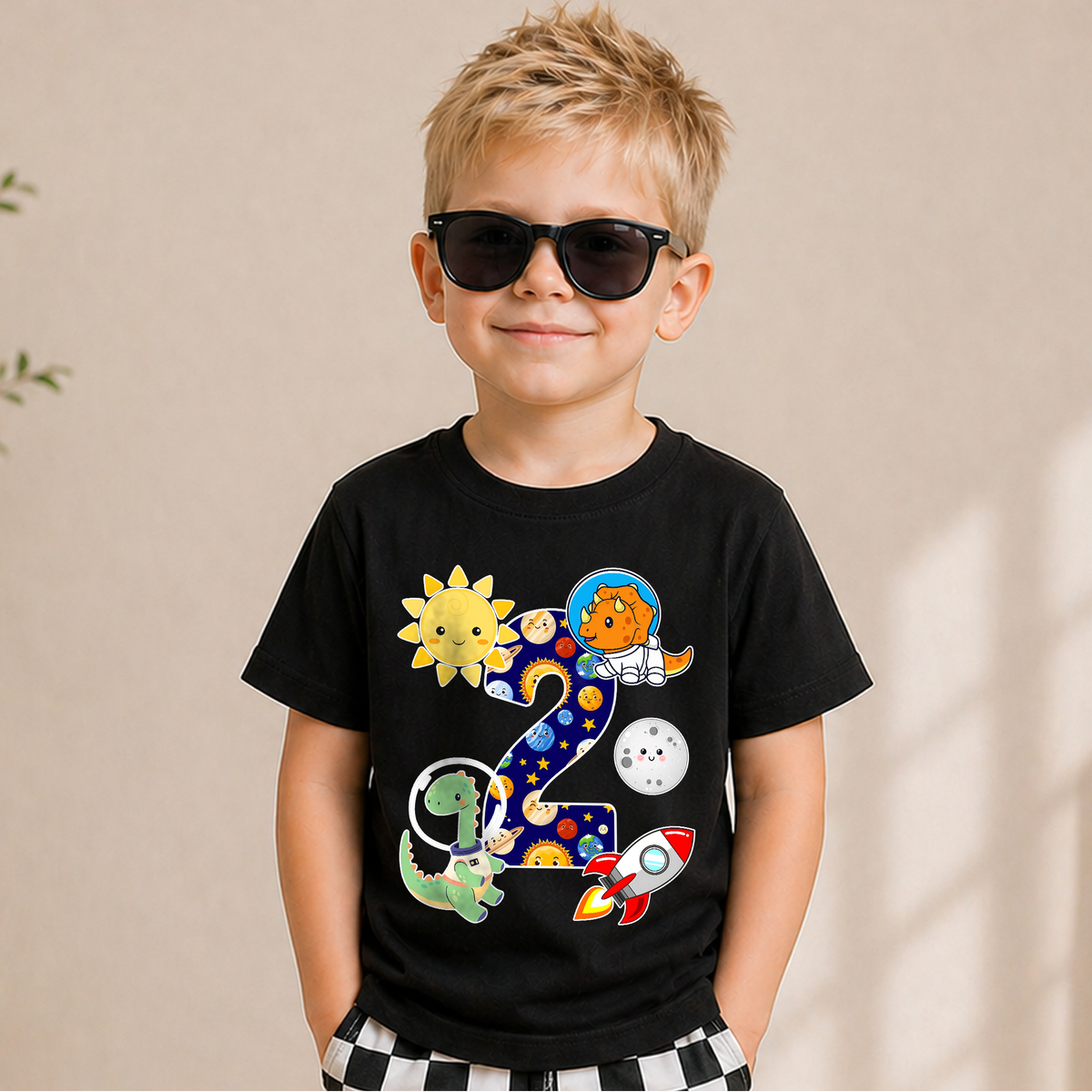 Toddler Personalized 2nd Birthday Space Shirt — product view 1