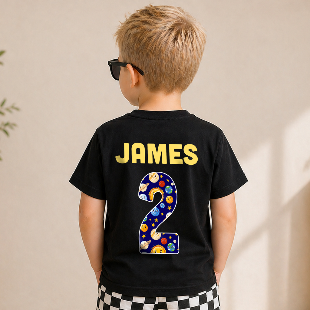 Toddler Personalized 2nd Birthday Space Shirt — product view 2