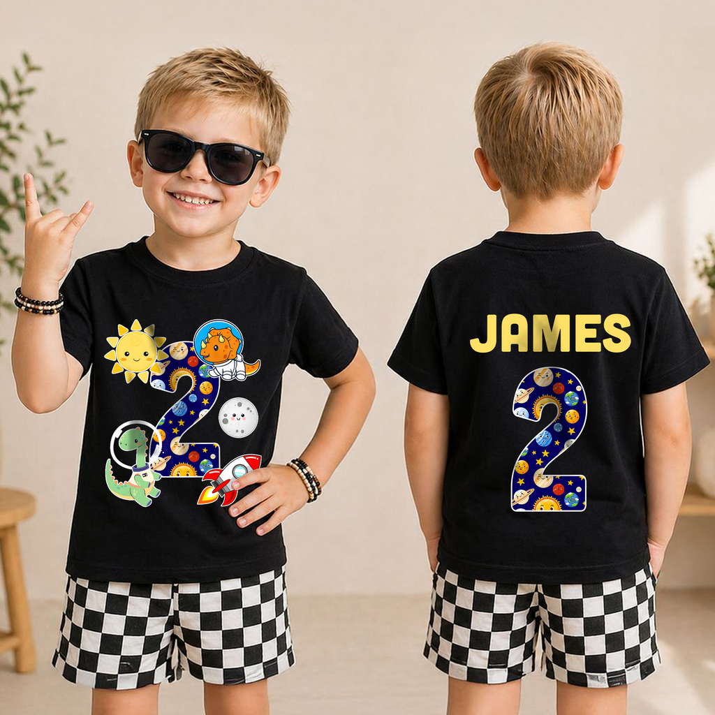Toddler Personalized 2nd Birthday Space Shirt — product view 5