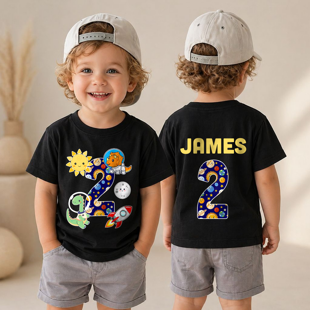 Toddler Personalized 2nd Birthday Space Shirt — product view 6
