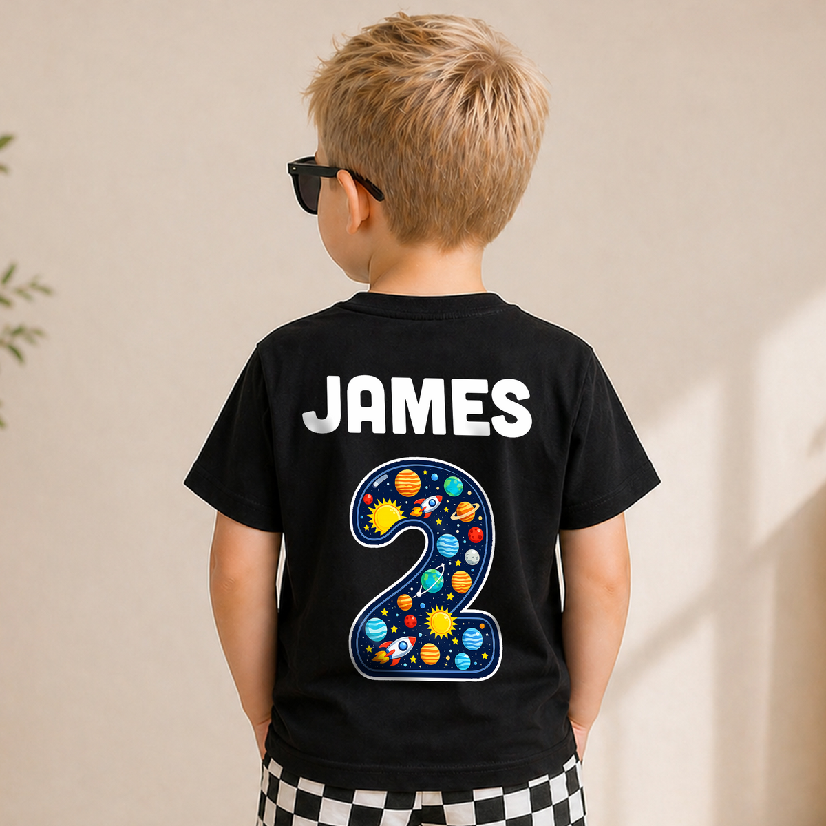Boys Personalized 2nd Birthday Space Shirt — product view 2