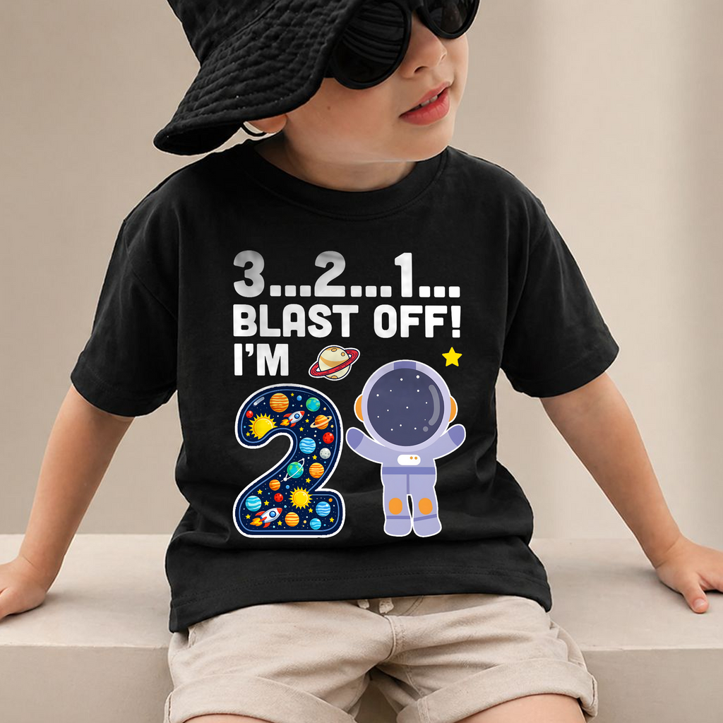 Boys Personalized 2nd Birthday Space Shirt — product view 4