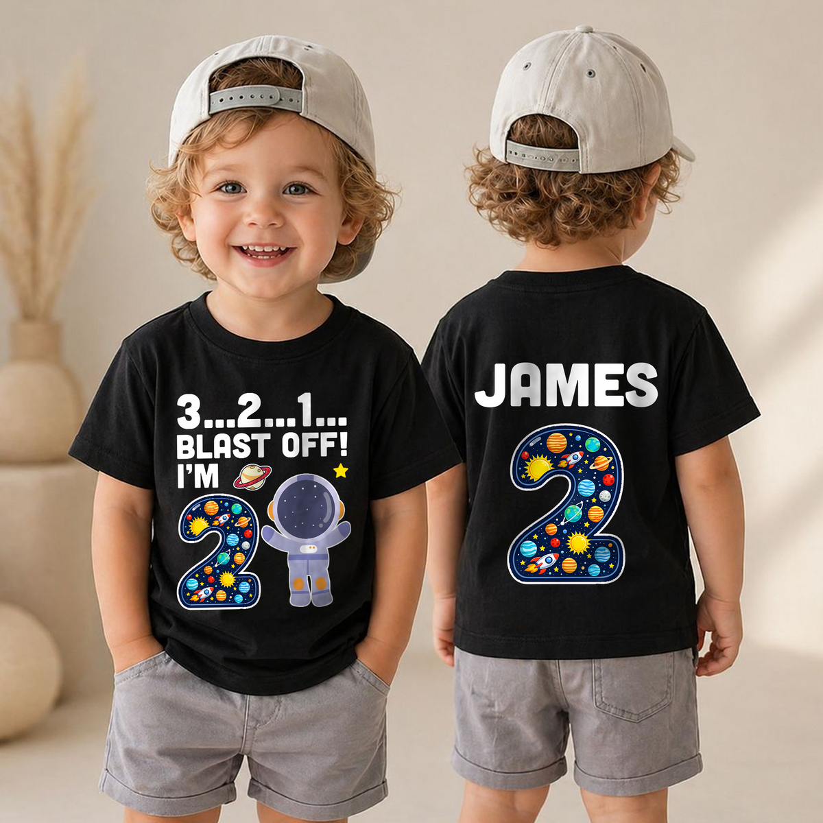 Boys Personalized 2nd Birthday Space Shirt — product view 6